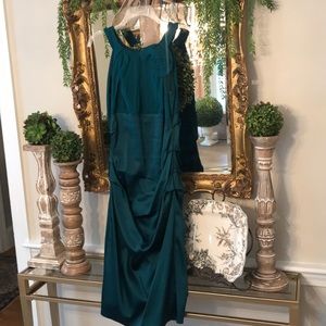 Teal satin dress